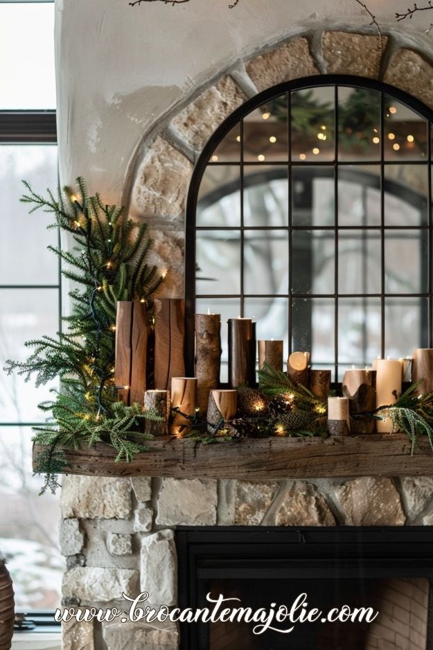 natural christmas mantle decor