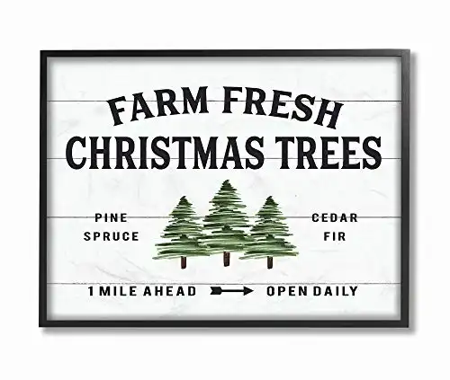 Stupell Industries White Planked Look Holiday Farm Fresh Christmas Trees Spruce and Fir Framed Giclee Texturized Art, 16 x 20, Multi-Color