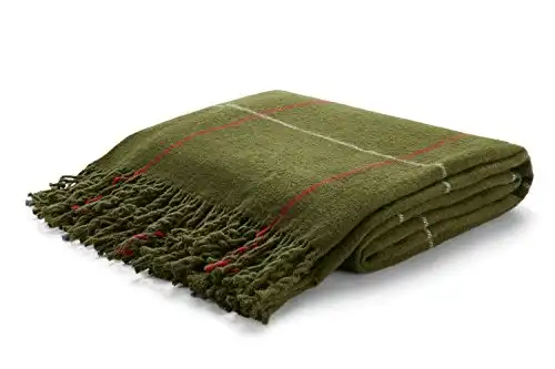 Arus Acrylic Highlands Collection Queen Size Tartan Plaid Design Throw Blanket Green-Olive, 60x80 inches