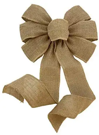 GiftWrap Etc. Natural Burlap Christmas Wreath Bow - 10" Wide, 18" Long Tails, Fall Decor, Thanksgiving, Decoration, Winter, Farmhouse Country Decoration, Swag, Garland