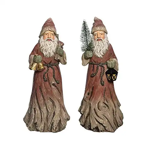 C&F Home Vintage Santa Christmas And Holiday Figure Figurine, Set Of 2 3.35" x 3.15" x 7.8" Tan