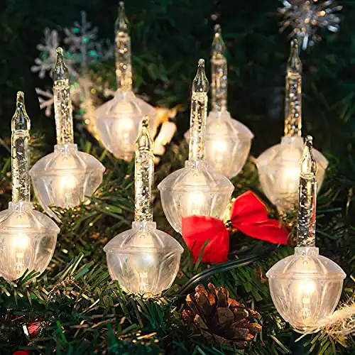 GOOTHY Silver Bubble Lights Set,11Ft Vintage Christmas Bubble String Lights, 8 Clear Bulbs with Silver Glitter (1 Spare) UL Listed for Christmas Tree Holiday Party Outdoor Decor, E12 Base,Green Wire