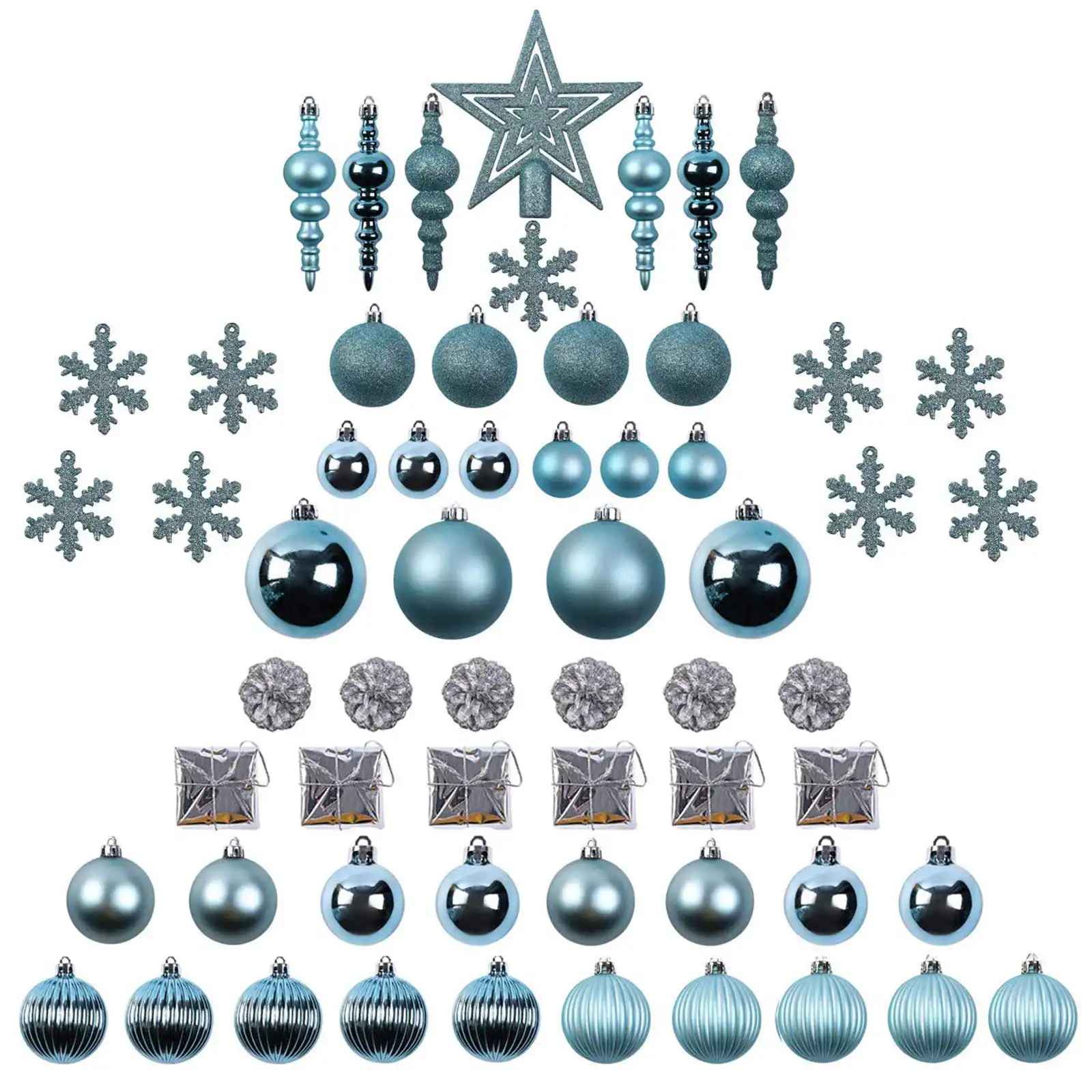 60 Piece Christmas Tree Ball Ornaments Set