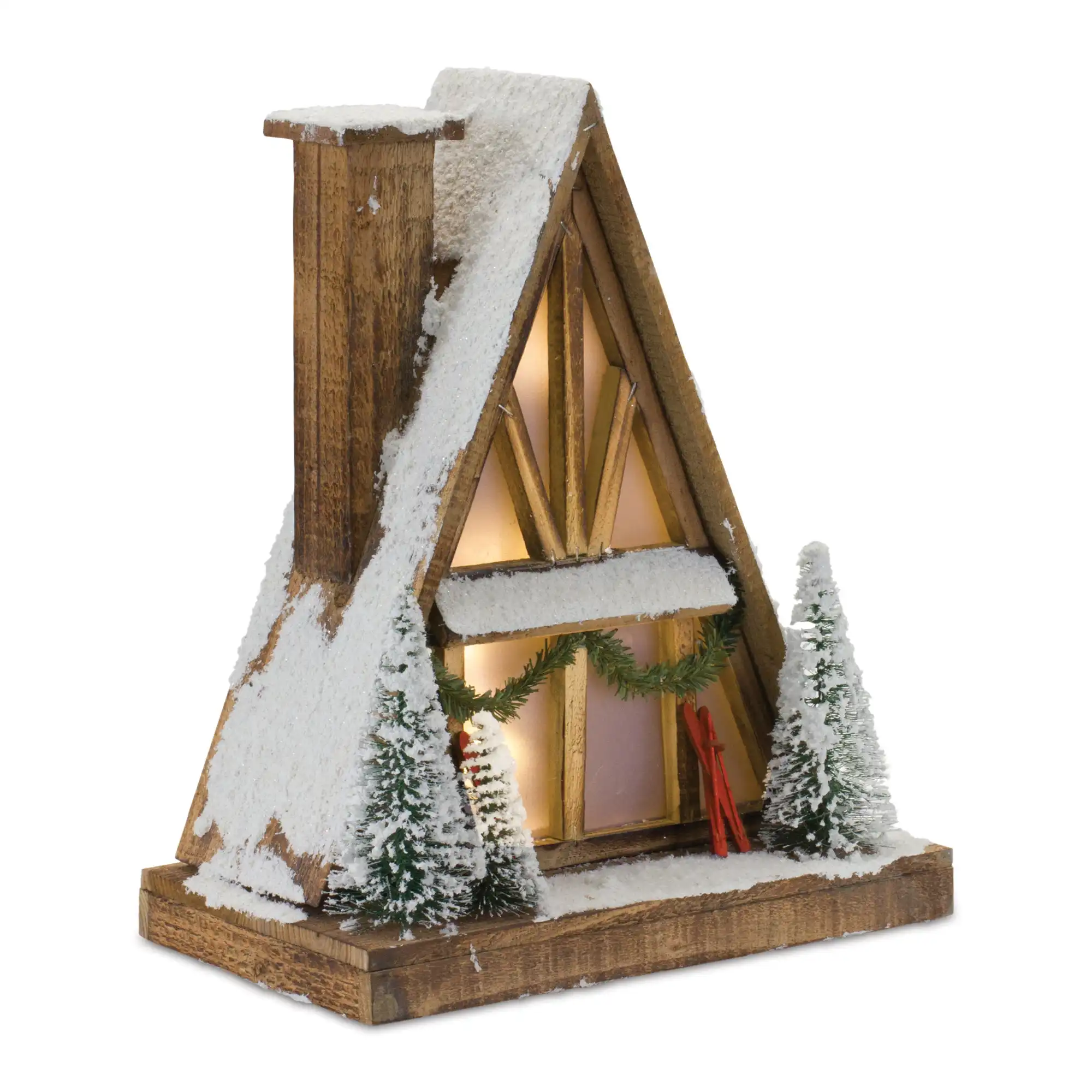 The Holiday Aisle Vintage A-Frame Ski Lodge Lighted Display 16.5"H | Wayfair