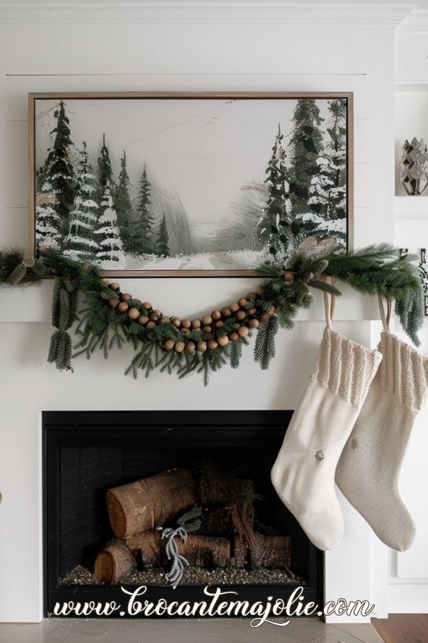 natural christmas mantle decor