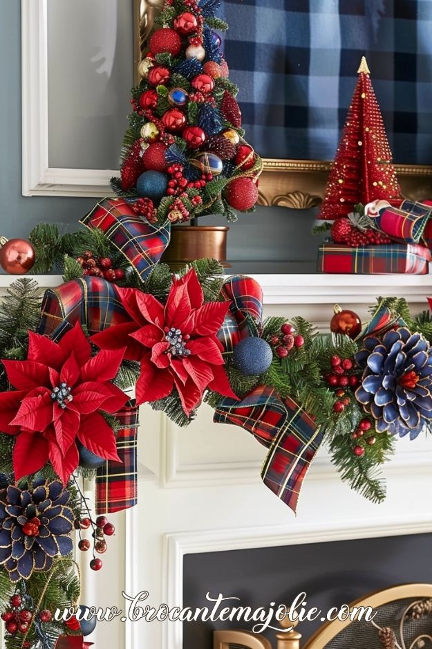 colorful christmas mantle