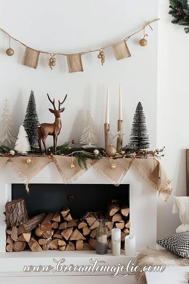 natural christmas mantle decor