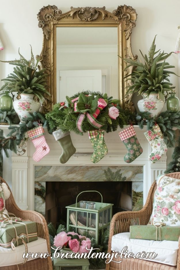 pastel christmas mantle