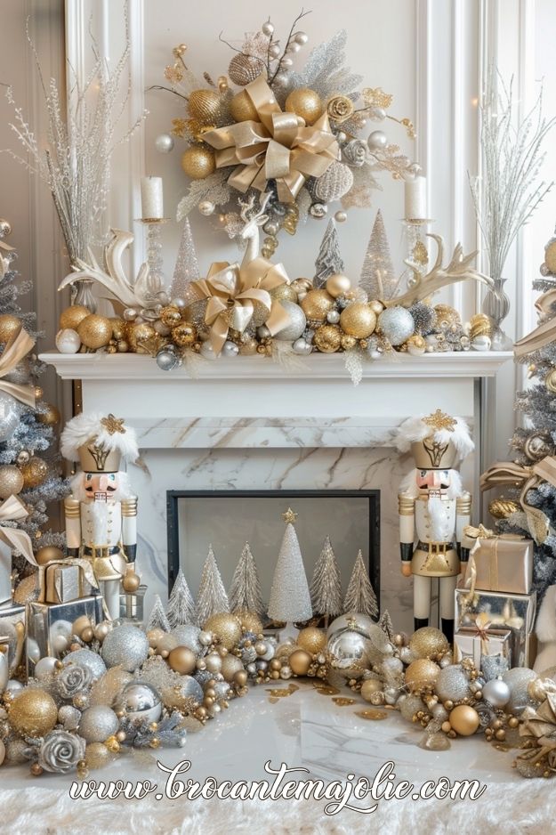 glamorous christmas mantle decor