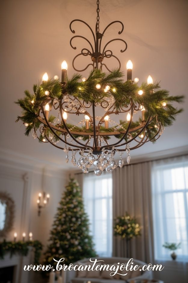 farmhouse christmas living room lighting