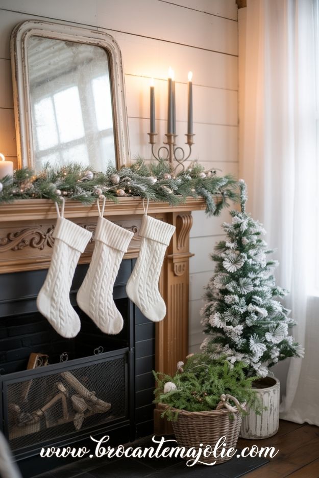 farmhouse christmas mantle