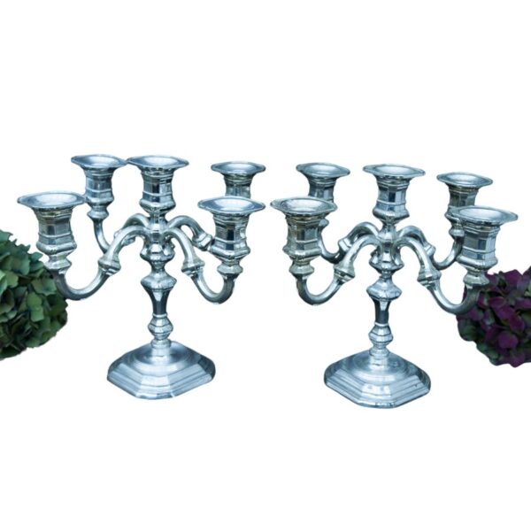 Vintage Silver 5-Arm Candelabra Pair