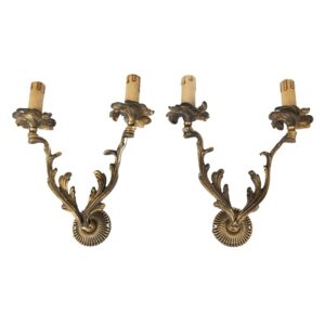 Vintage Bronze Rococo Wall Sconces