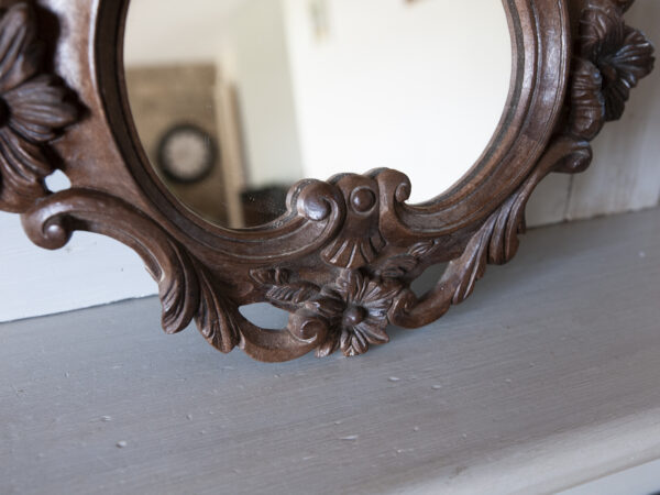 Vintage French ornate oval wall mirror - Image 3