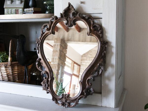 Vintage French ornate oval wall mirror