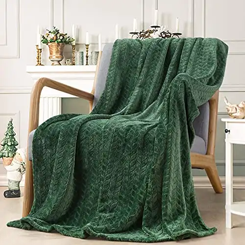 Inhand Fleece Throw Blankets, Super Soft Flannel Cozy Blankets for Adults, Washable Lightweight Blanket for Couch Sofa Bed Office, Warm Plush Blankets for All Season (50" 60", Green)