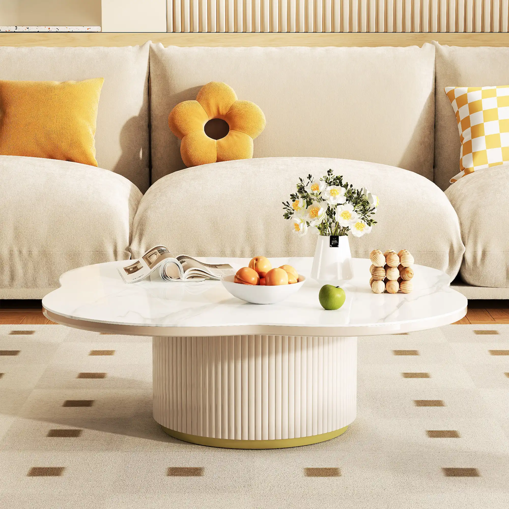 Ivy Bronx Kirpa Irregular White Sintered Stone Coffee Table | Wayfair