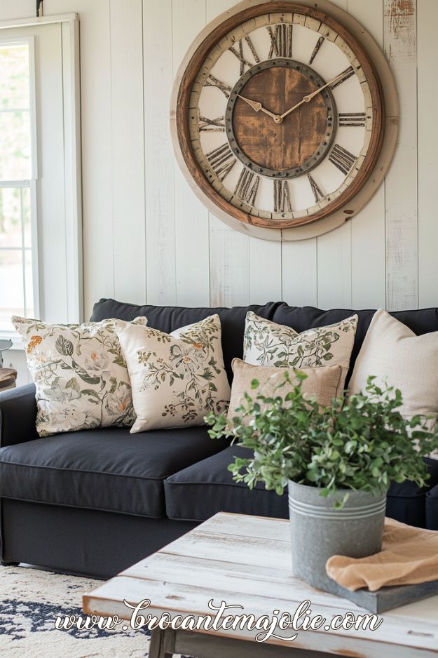 spring living room refresh dark sofa