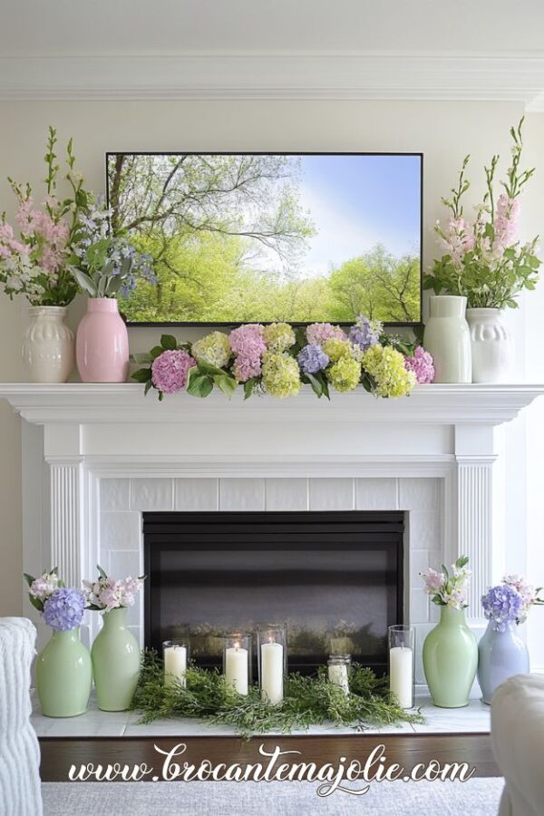 5 Beautiful Spring Fireplace Mantel Decor Ideas You’ll Love - Brocante ...