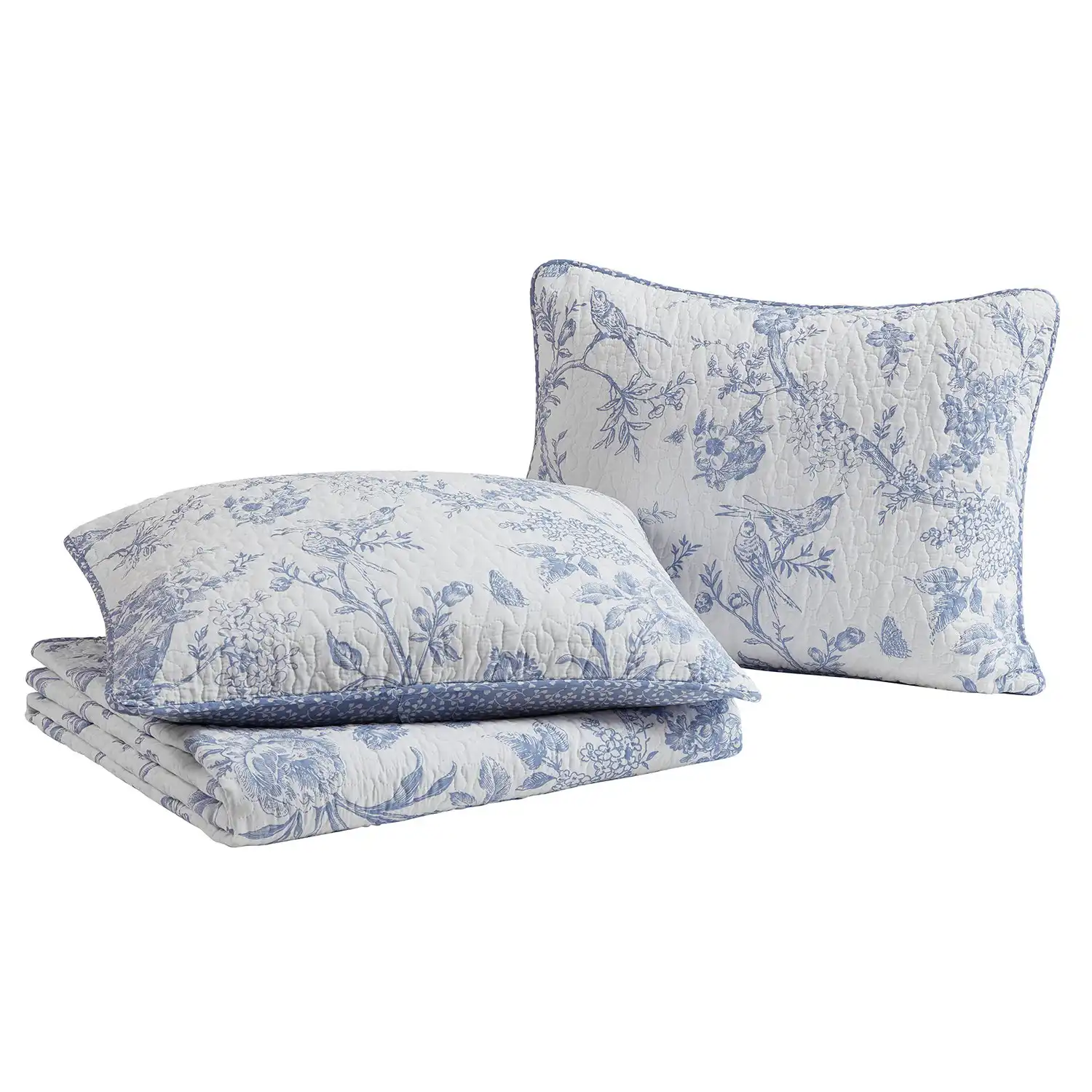 CEDAR COURT Chantilly Toile All-Season Reversible Cotton Quilt Set & Reviews | Wayfair