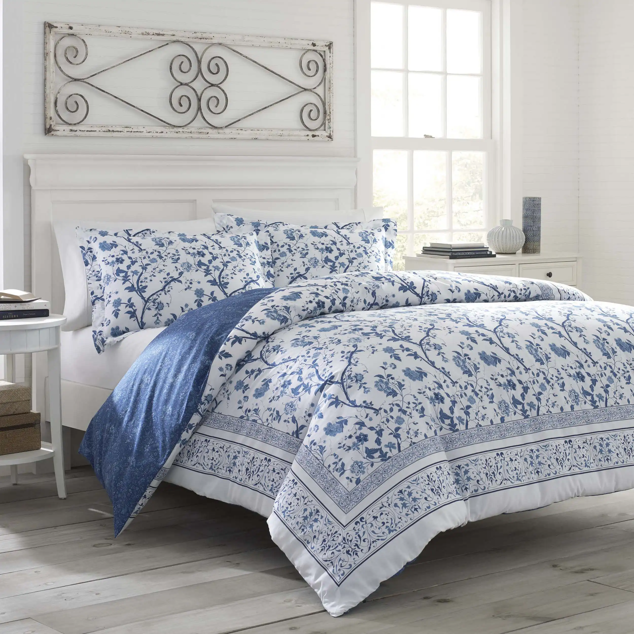 Laura Ashley Charlotte Blue Cotton Duvet Cover Set & Reviews | Wayfair