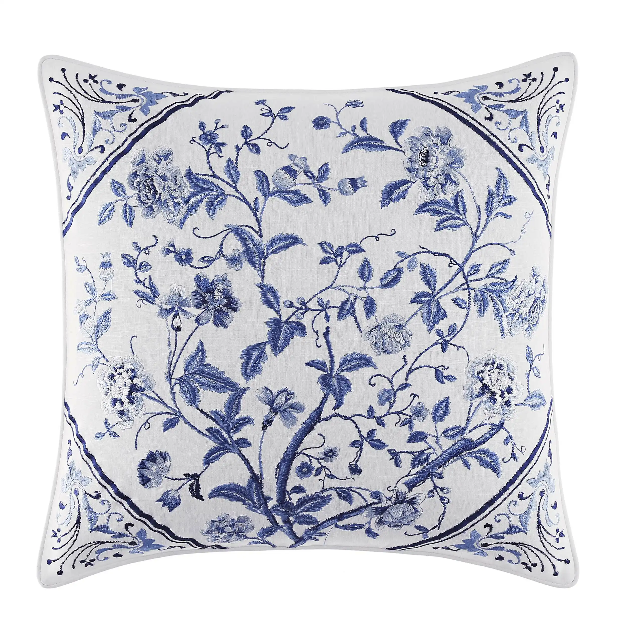 Laura Ashley Charlotte Blue Cotton Throw Pillow & Reviews | Wayfair