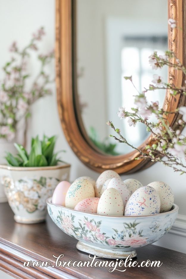 easter mantel fireplace decor