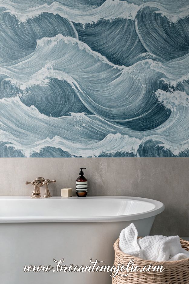 wallpaper idea for a coastal bathroom