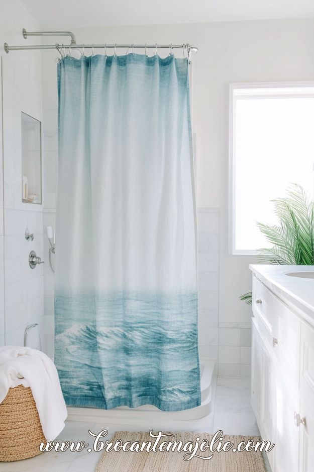 coastal bathroom shower curtain