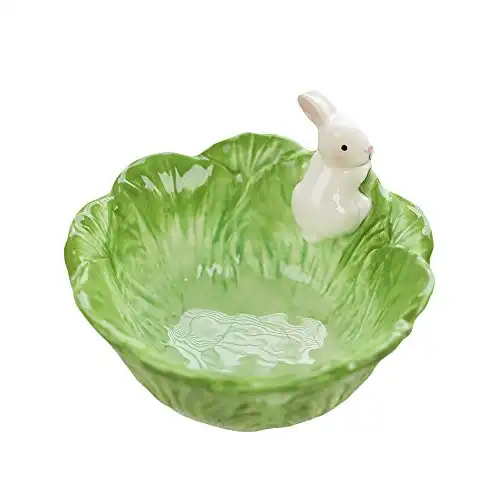 WAIT FLY Cute Cartoon Cabbage with Rabbit Shaped Ceramic Bowls Rice Bowls/ Salad Bowls/ Soup Bowls/ Saucer