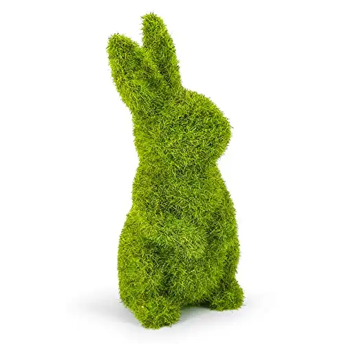 MicoSim Easter Bunny Decorations,Resin Moss Bunny Figurine,Garden Artificial Moss Rabbit Easter Décor Easter Party Favors Gifts (Small0102)