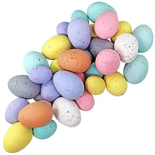 Winlyn 32 Pcs Assorted Faux Foam Easter Eggs Speckled Eggs Decorative Pastel Easter Eggs for DIY Easter Wreath Centerpiece Bowl Basket Fillers Party Favor Gift Spring Home Wedding Table Décor