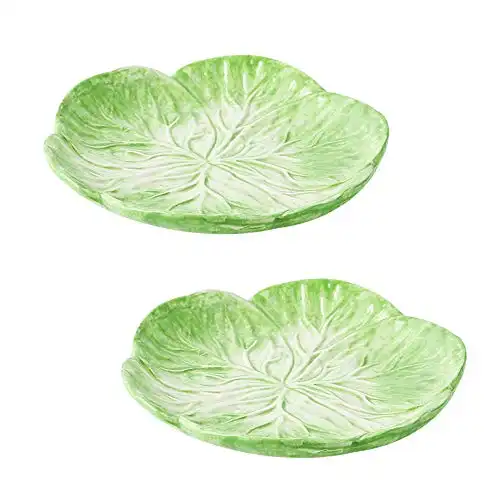 7.5 Inches Cabbage Series Cartoon Ceramic Dinner Plate(Set of 2)-Pink/Green