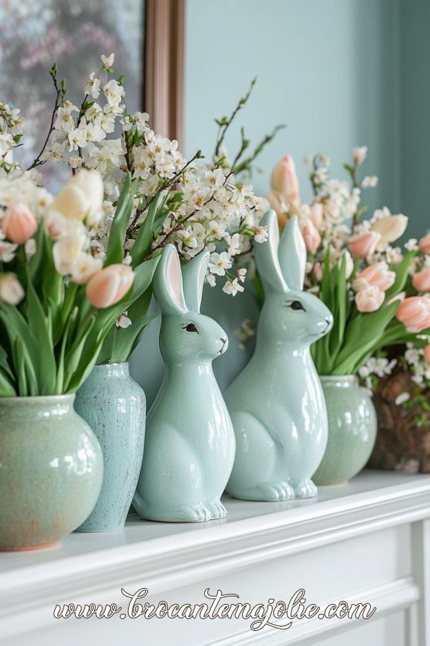 decorate mantel for easter flowers