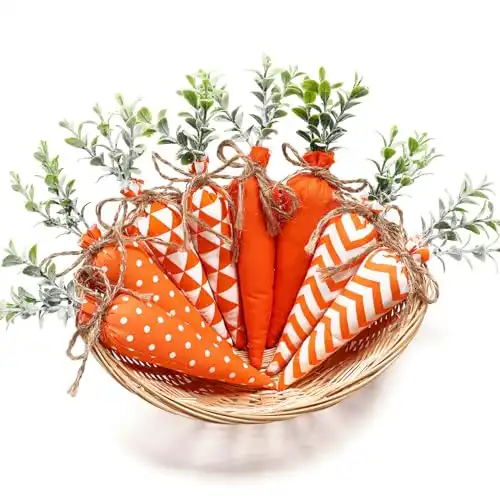 Skylety 8 Pcs Easter Carrot Fabric Carrot Toy Artificial Carrot Rustic Nonwoven Stuffed Carrot for Farmhouse Spring Easter Baskets Decor Vase Filler Decor Tiered Tray Decoration 4 Styles (Bright)