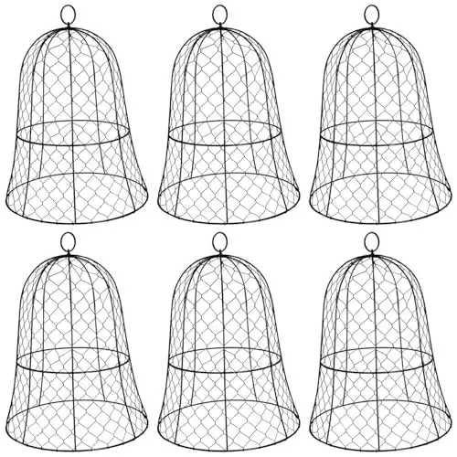 PREMILITY (6 Packs) 13" D x 17" H Garden Chicken Wire Cloche, Garden Cloches for Plants, Wire Plant Protectors, Plant Cover for Keep Squirrels, Rabbits, Bunny, Chickens and Bird Out