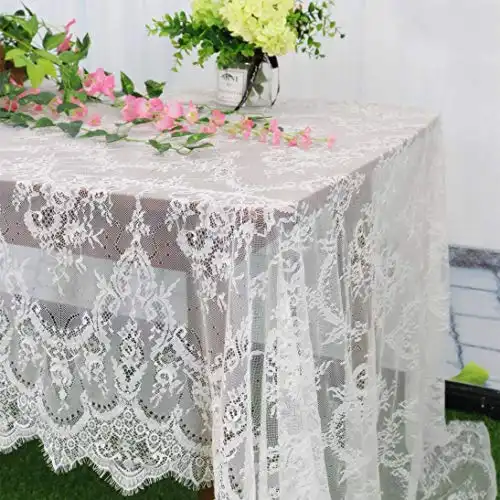 Pardecor Vintage-Lace-Tablecloth 60x120-Inch Small Lace Rectangle Tablecloth Lace Boho Print Tablecloth Lace Overlay Tablecloth Lace Table Runner Overlay