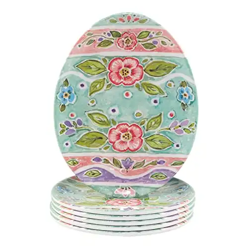 Certified International Joy of Easter Melamine Egg Plates, Set of 6, Multicolor, Large