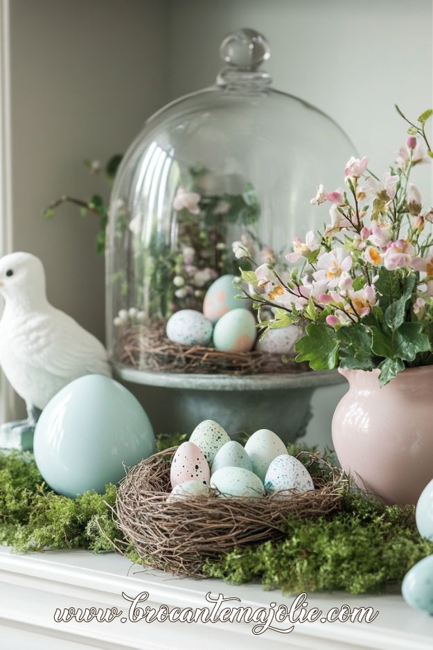 easter mantel ideas pastel colors