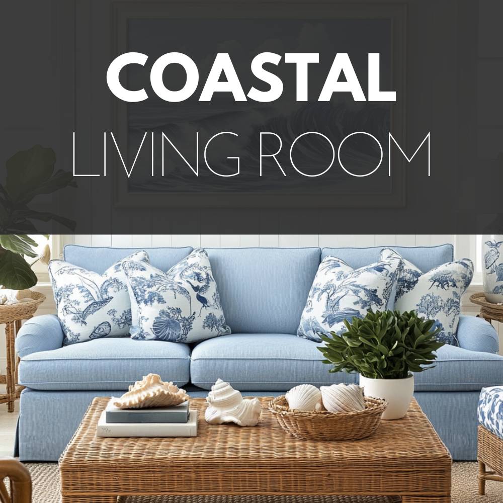 coastal living room vignette