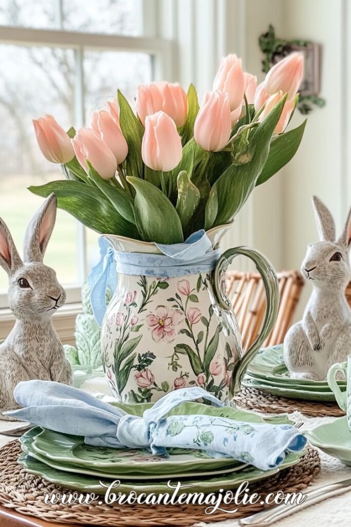 blue and green easter tablescapes