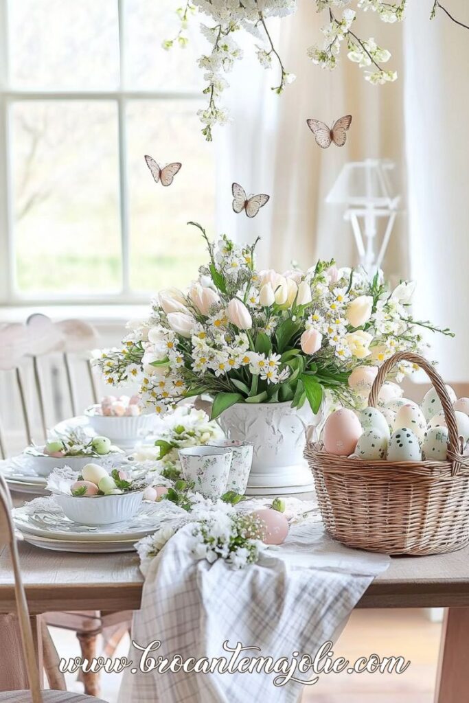 simple and neutral easter table decor