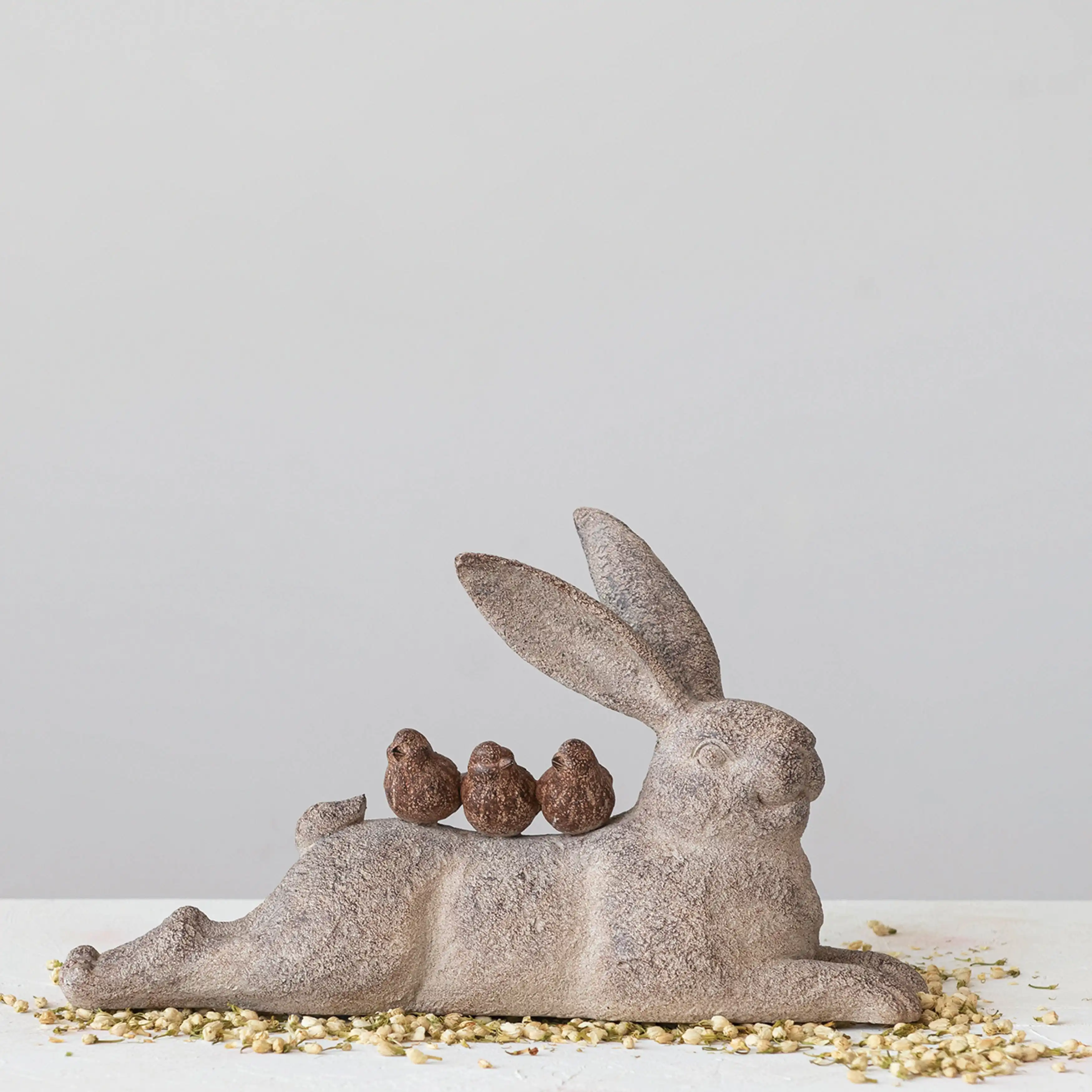 August Grove® Anatoly Decorative Resting Rabbit With Birds Figurine & Reviews | Wayfair