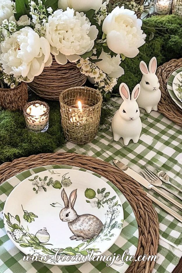 neutral green easter tablescapes