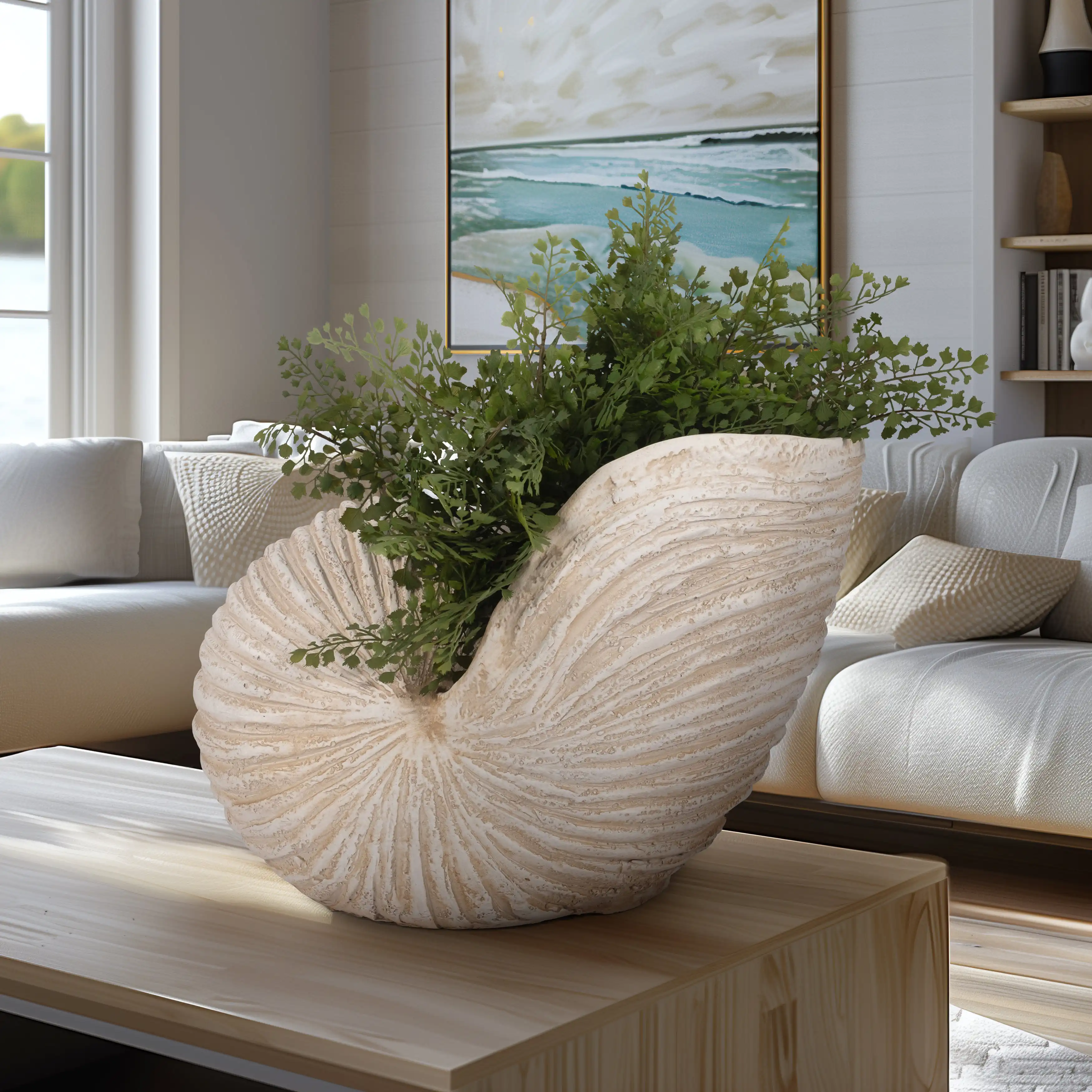 Dovecove Coastal Neutral 18" Ivory Shell Sculpture - 18" x 11" x 13" | Wayfair