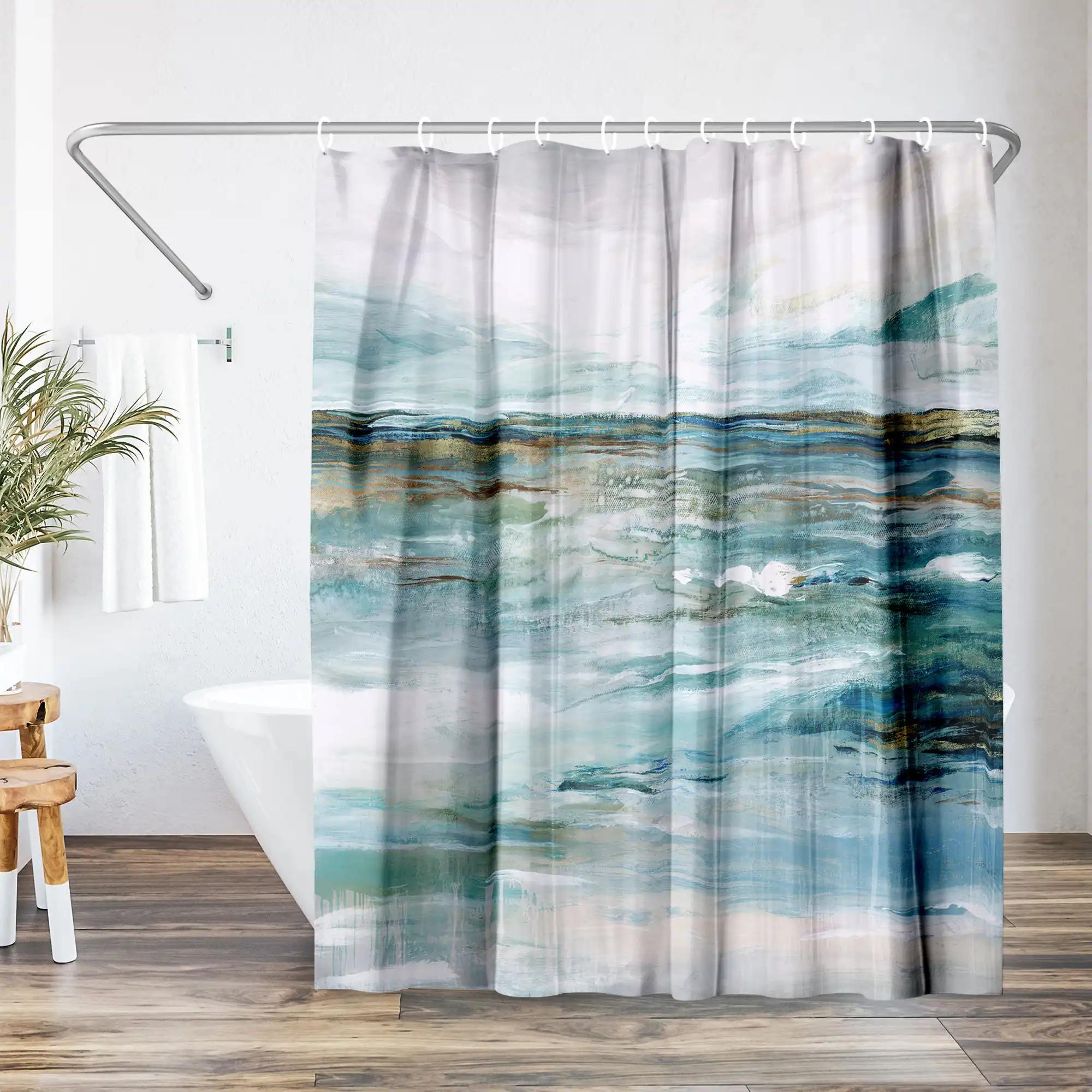 The Twillery Co.® Coastal Shower Curtain Midnight Clear by PI Creative Art & Reviews | Wayfair