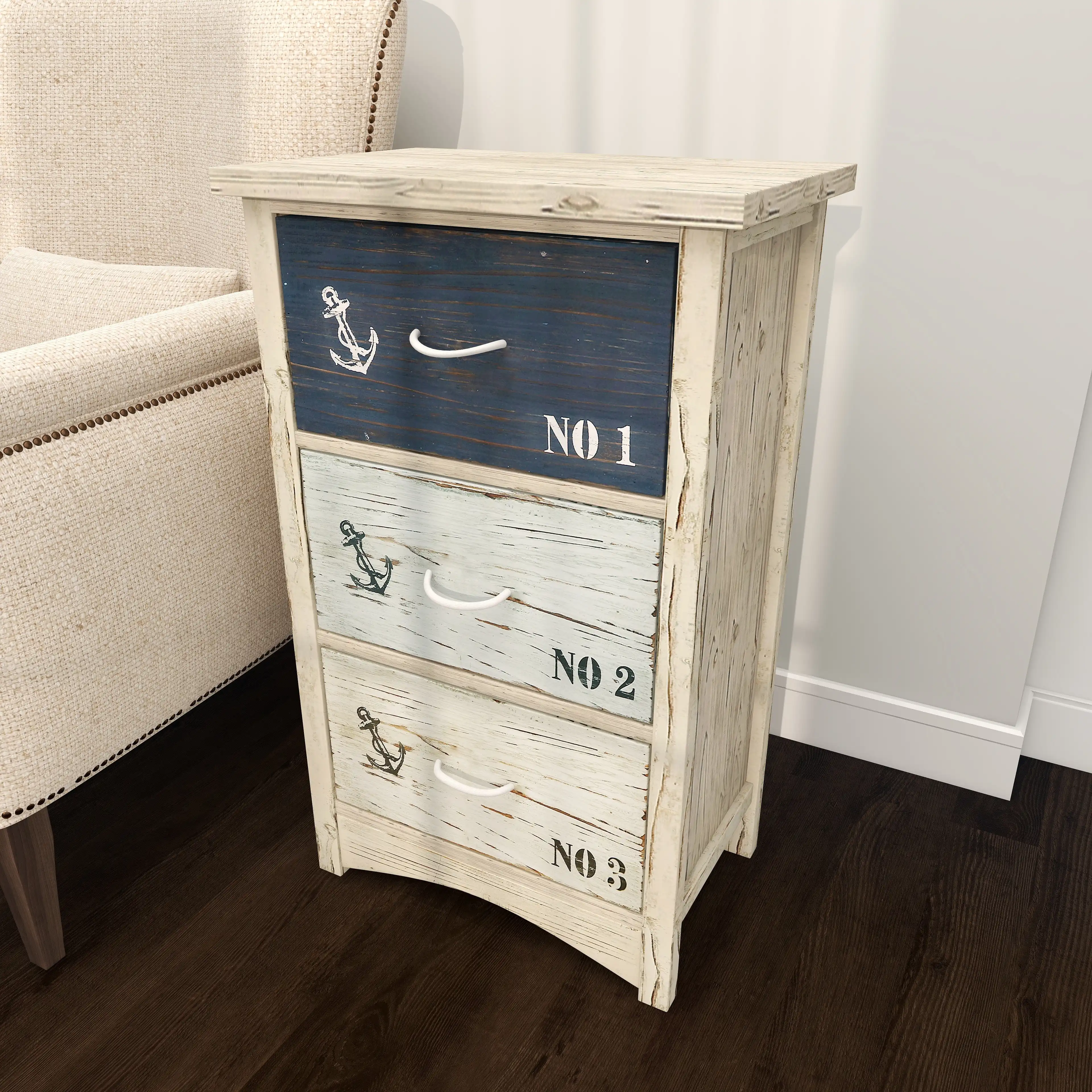 Beachcrest Home Filomena Nautical 3 Drawer Accent Chest & Reviews | Wayfair