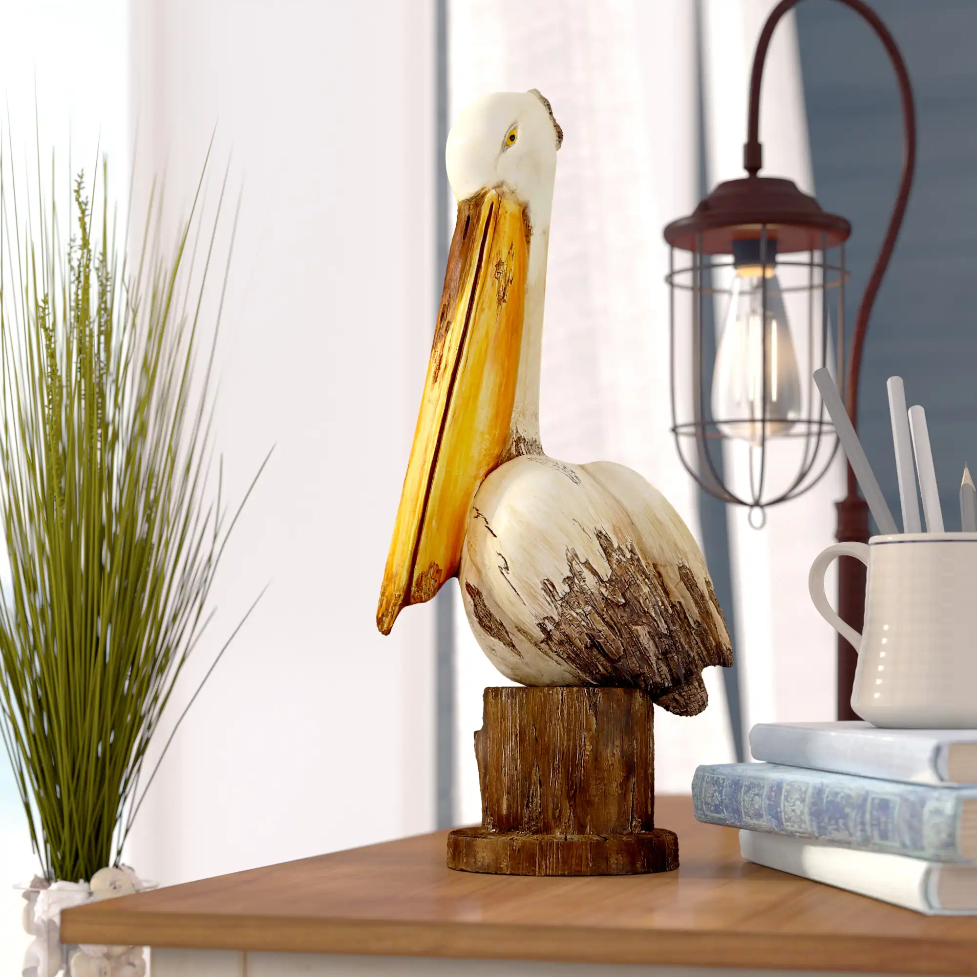 Breakwater Bay Polystone Pelican Decorative Cream Sculpture & Reviews | Wayfair