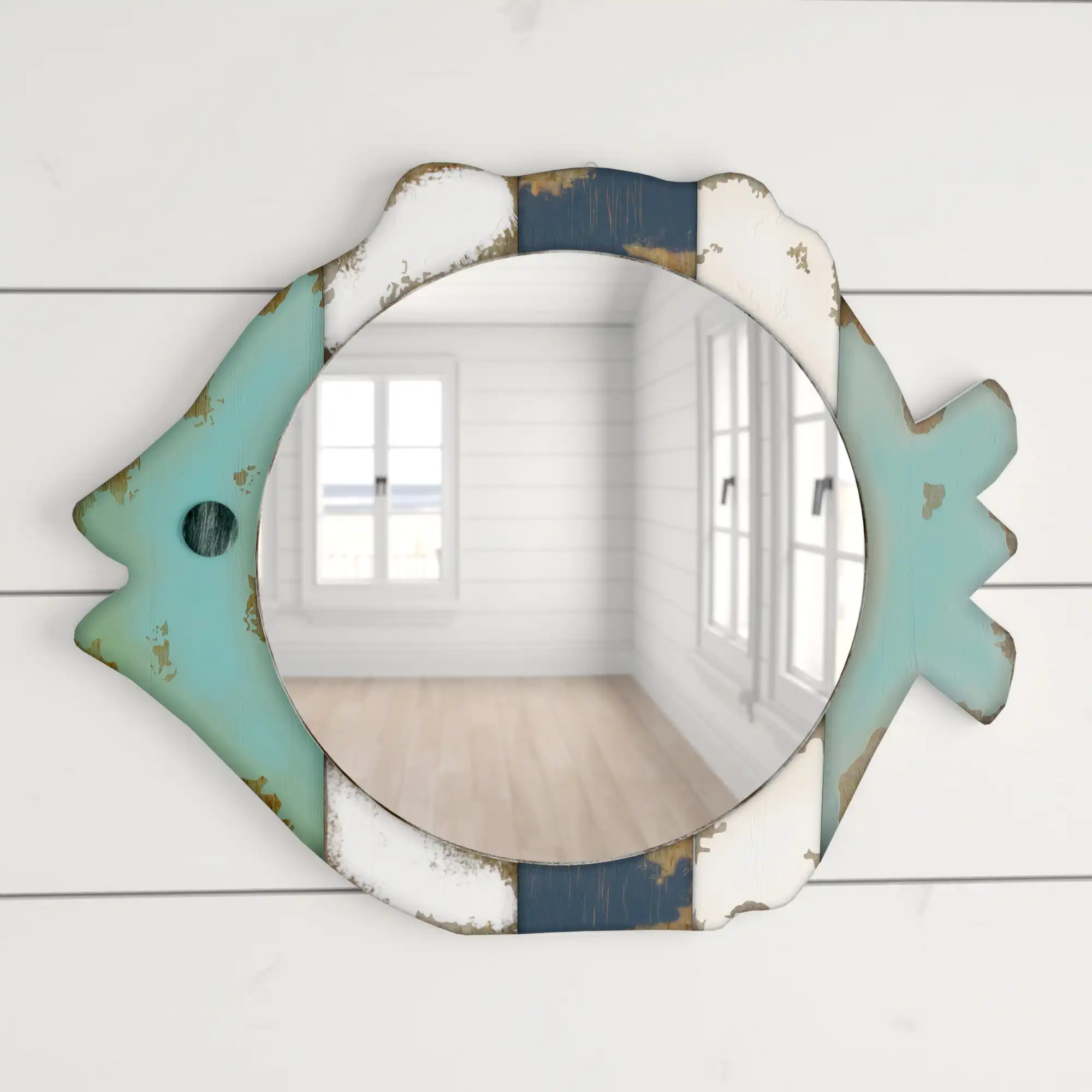 Highland Dunes Toliver Fish Coastal Distressed Accent Mirror & Reviews | Wayfair