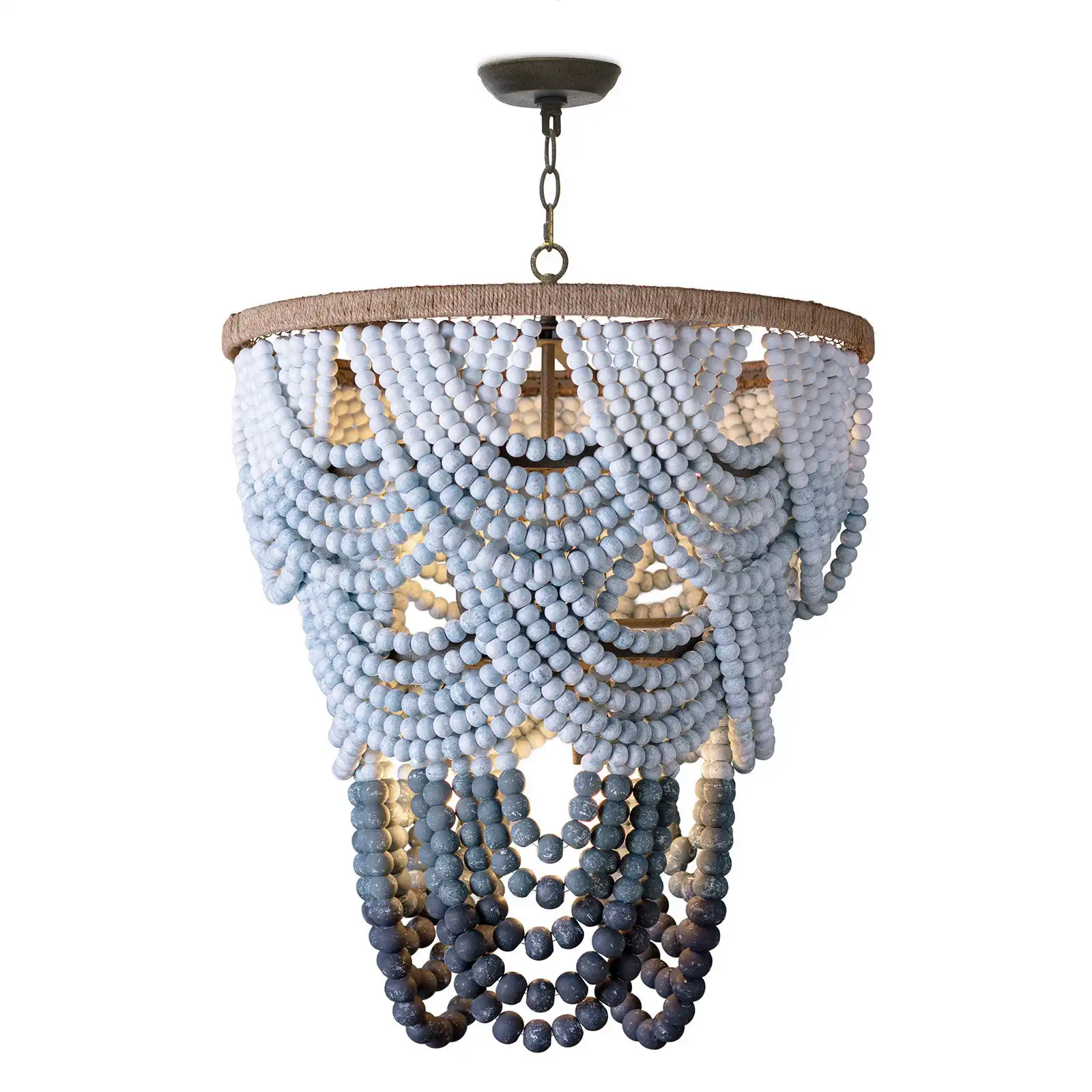 Coastal Living Ombre Wood Bead Chandelier